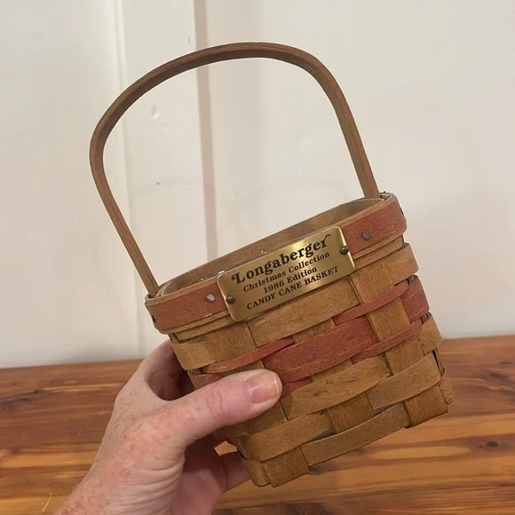 Vtg Longaberger 1986 Christmas Collection Candy Cane Basket - Picture 4 of 8
